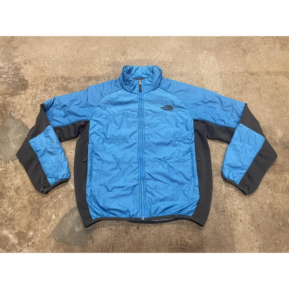 The North‎ Face Jacket Mens Medium Blue Black Quilted Insulated Full Zip Hiking